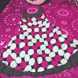 Girls Vintage 90’s Pink Black Polka Dot Dress Size 8 Specialty Girl